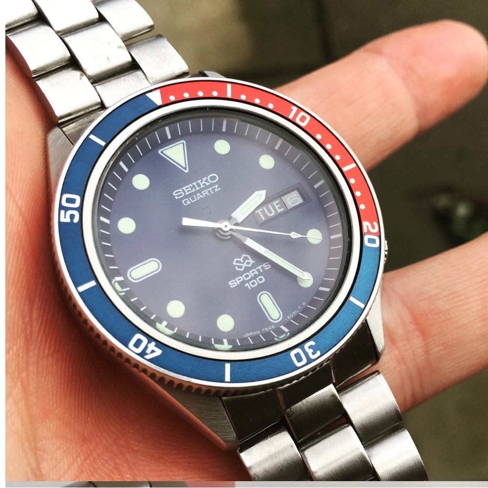 ✨⏱RARE VINTAGE 1979 SEIKO 7546 6049 PEPSI BEZEL QUARTZ DIVER⏱✨